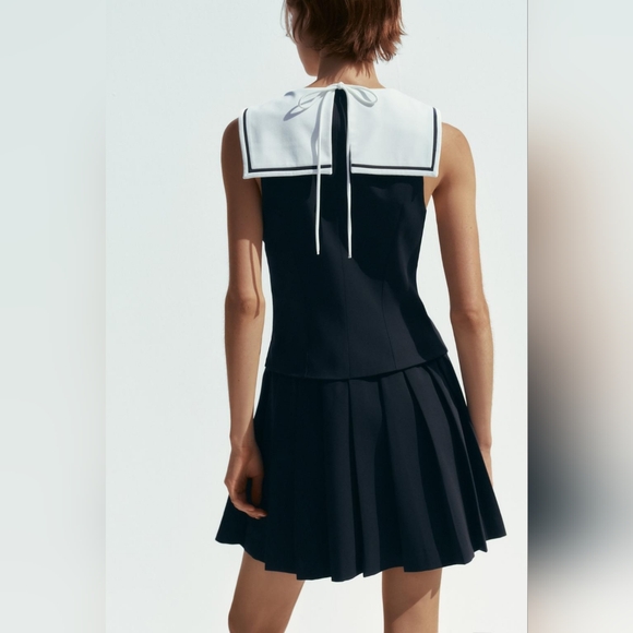 ZARA SHORT PLEATED DRESS SIZE L - Picture 9 of 12